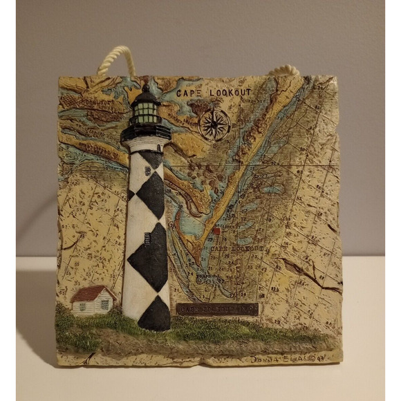 ⏰Cape Lookout, NC Lighthouse 3D Tile Table or Wall Hang Art Plaque/ Donna Elias - Picture 3 of 6